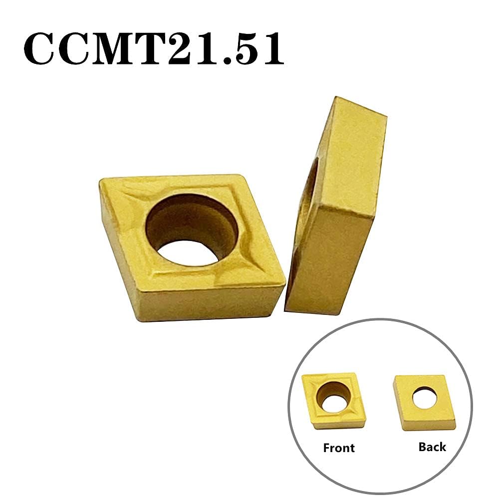 50PCS CCMT21.51 CCMT060204 Carbide Turning Inserts,CCMT Insert Insert Mutilayer Coated Lathe Replacement Inserts for Lathe Turning Tool Holder Boring Bar Inserts