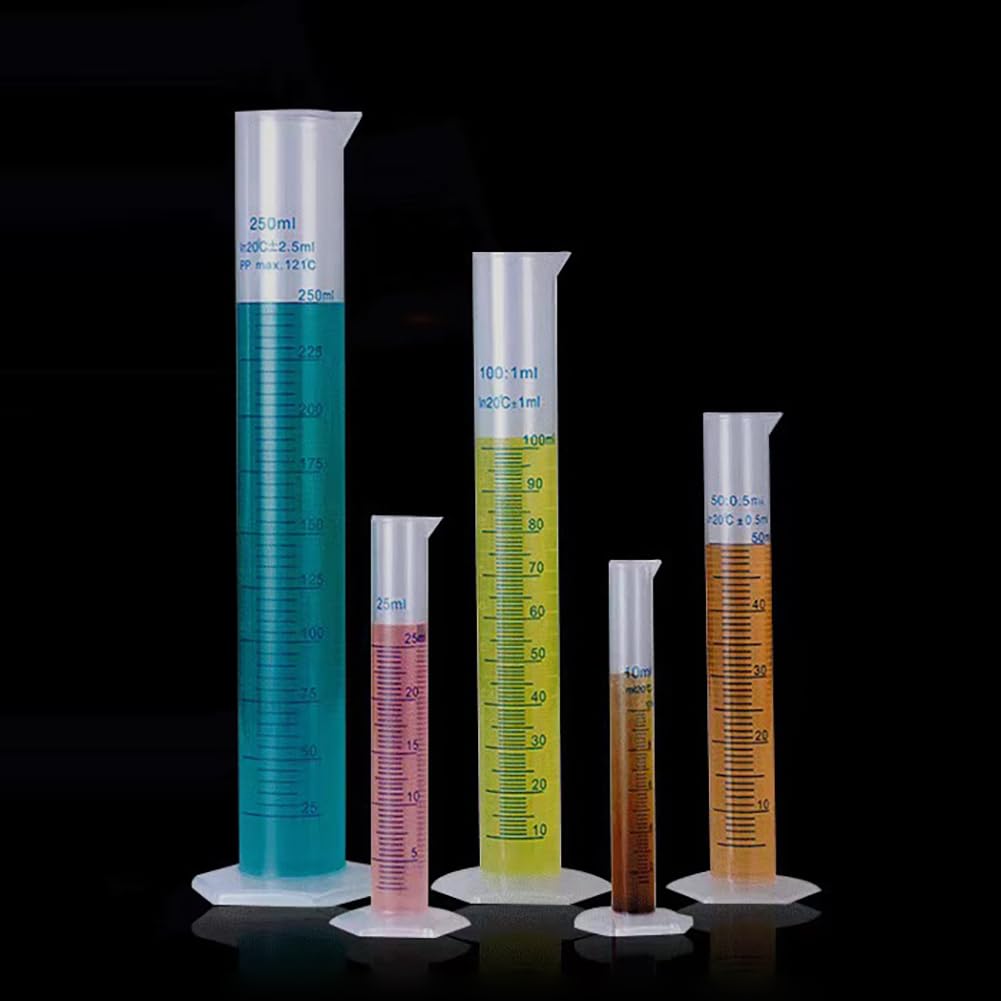 2 Pcs Plastic Measuring Graduated Cylinders Transparent Graduated Cylinder Beaker Lab Test Tube Liquid Measuring Tool