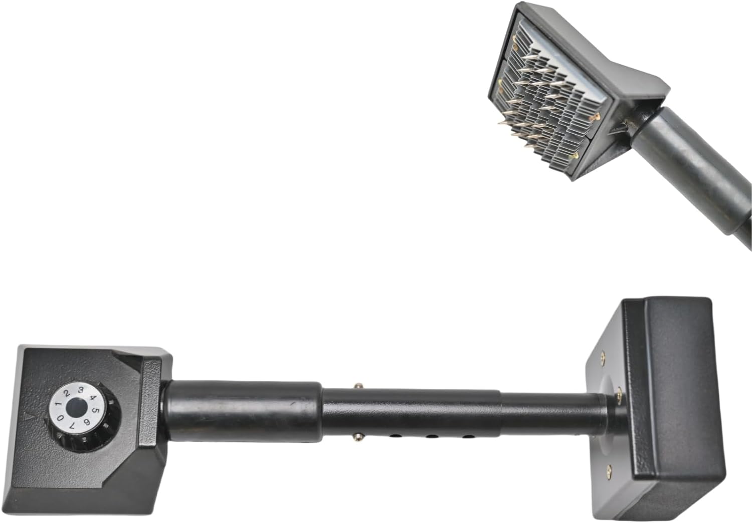 All Metal Carpet Knee Kicker with Extendable Handle and Soft Padding, Carpet Stretching Tool (Black)