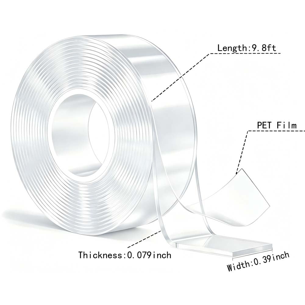 Heavy Duty Double Sided Nano Mounting Tape(0.39"*9.8FT*5Rolls)