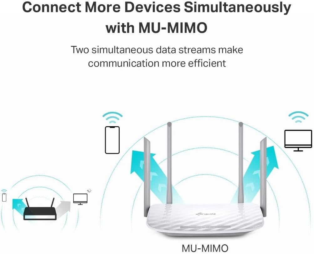 AC1200 WiFi Router Dual Band Wireless Internet Router (Archer A54) | 4 x 10/100 Mbps Fast Ethernet Ports, EasyMesh