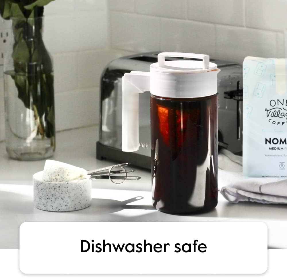 Deluxe Cold Brew Coffee Maker - BPA-Free Tritan Pitcher with Airtight Leakproof Lid, Silicone Grip Handle, Fine-Mesh