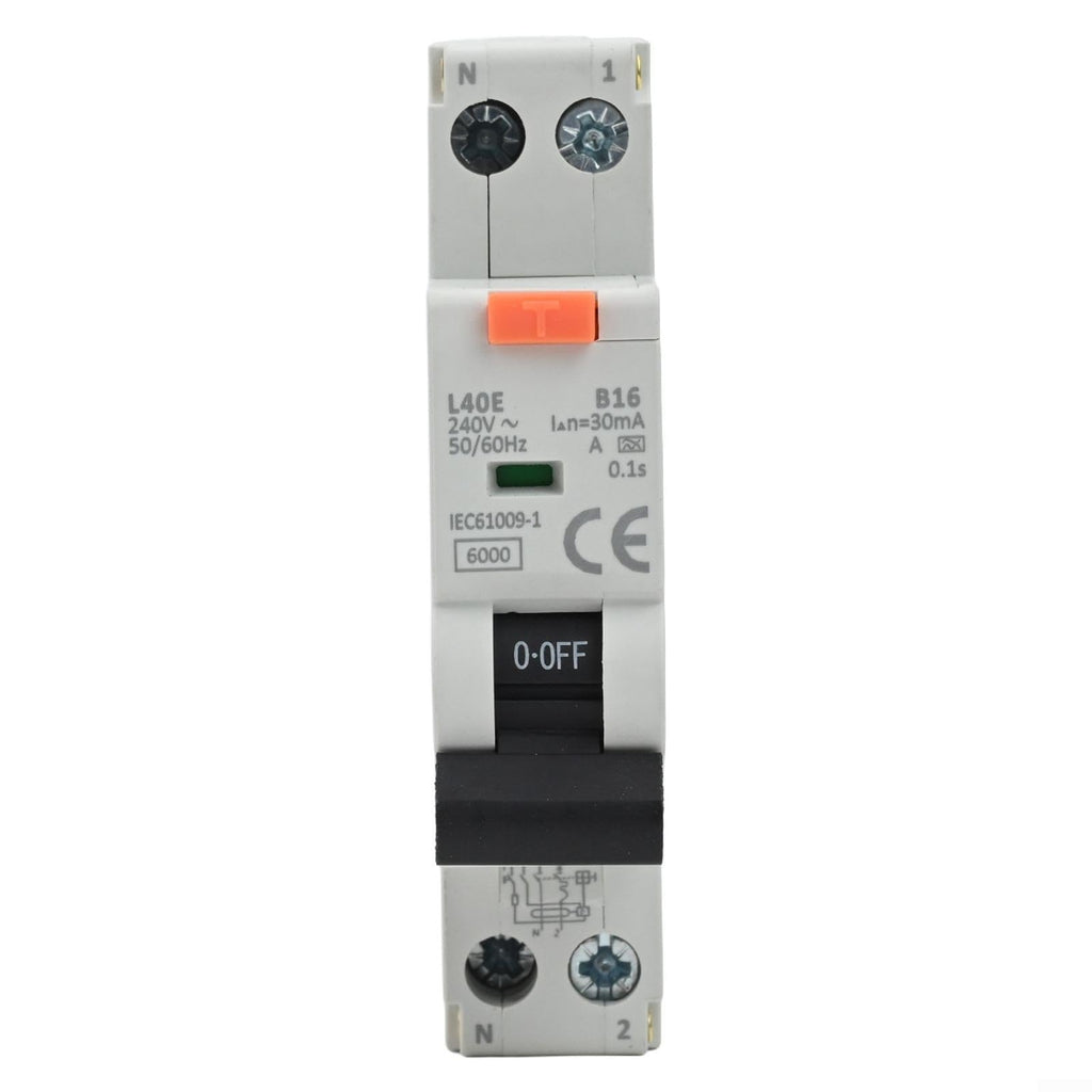 Hosrivae RCBO Breaker 16A Type A B, 30mA Residual Current Switch 230V 1P+N with Visual Indicator, DIN Rail Home