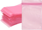 Plastic Reclosable Zip Bags 2"x3"-4.7 Mil Thick Pink 200Pcs