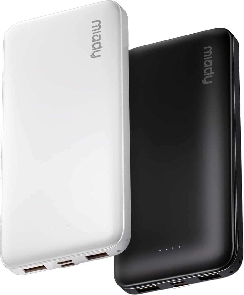 2-Pack Portable Charger, Slim 10000mAh Power Bank Travel Battery Pack 3 Outputs 2 Inputs Compatible with iPhone