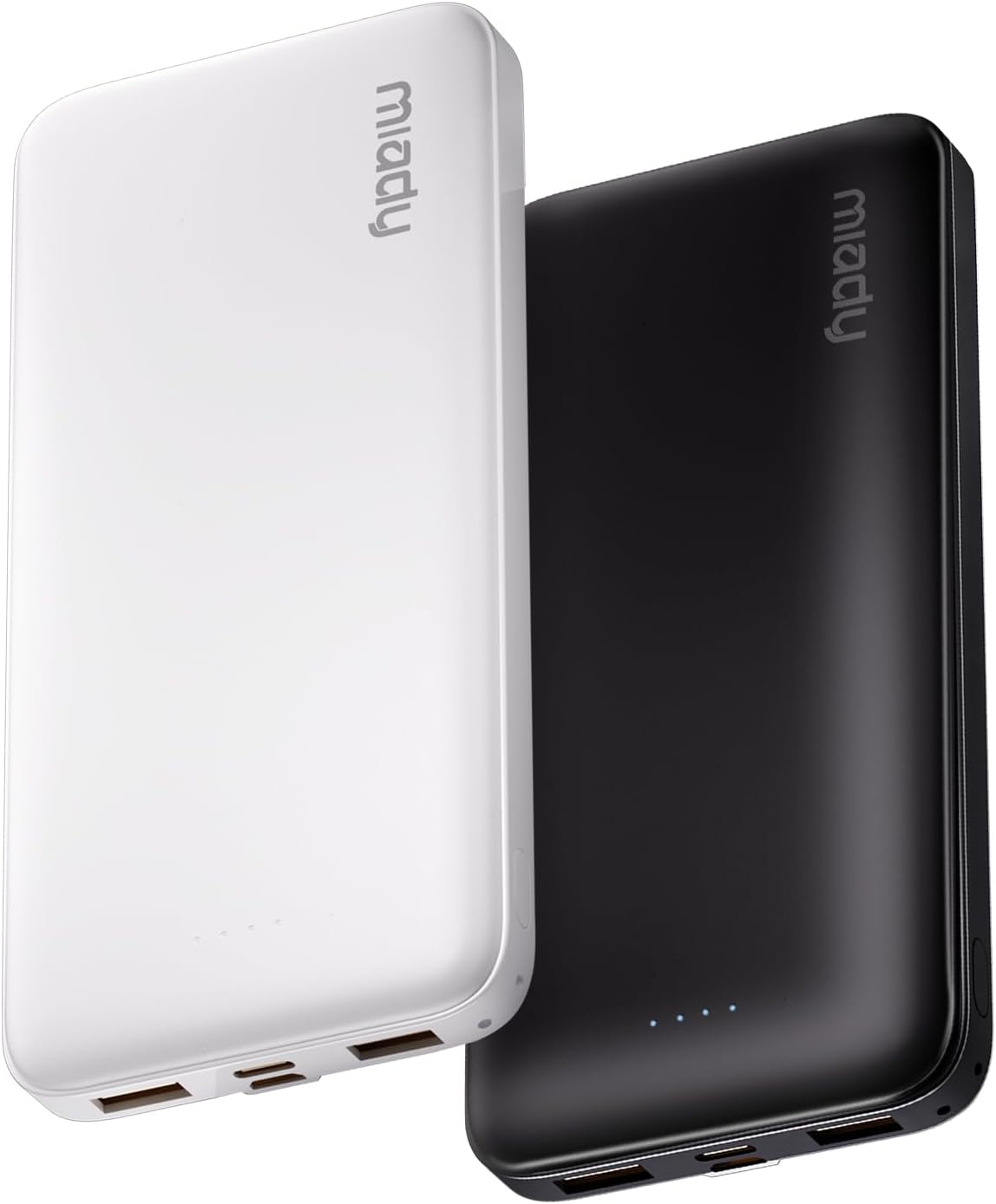 2-Pack Portable Charger, Slim 10000mAh Power Bank Travel Battery Pack 3 Outputs 2 Inputs Compatible with iPhone