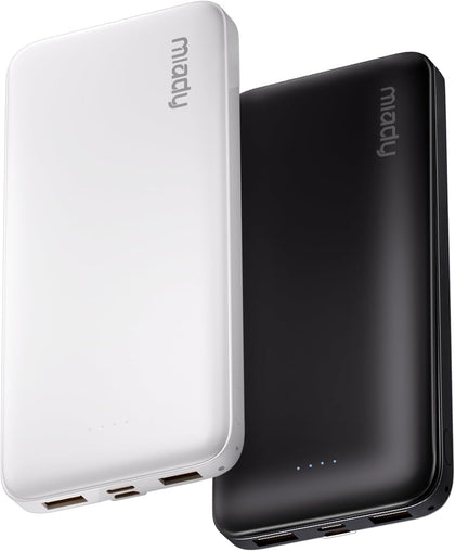 2-Pack Portable Charger, Slim 10000mAh Power Bank Travel Battery Pack 3 Outputs 2 Inputs Compatible with iPhone