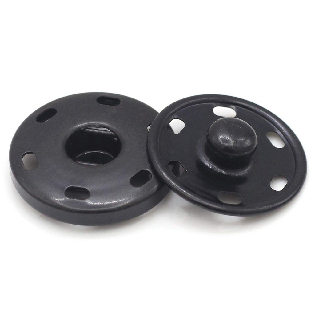 55 Sets Sew-on Snap Buttons Metal Snap Fastener, Black