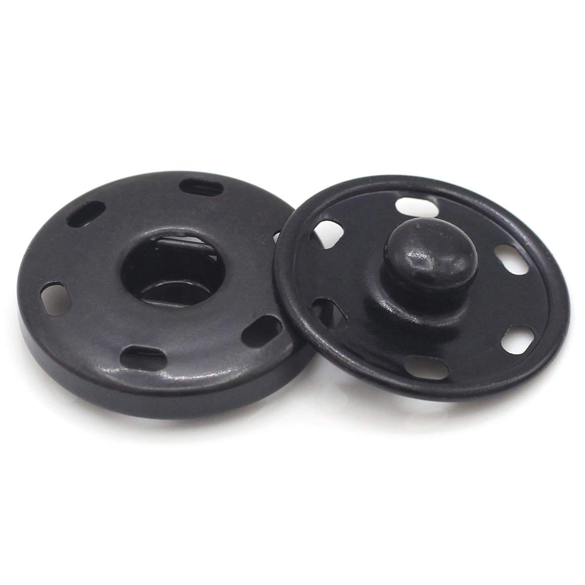 55 Sets Sew-on Snap Buttons Metal Snap Fastener, Black