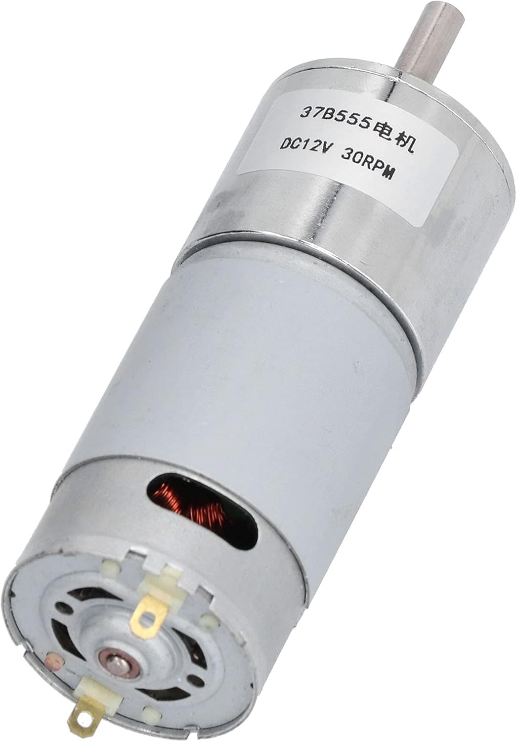 DC 12V Gear Motor 37B555 with Reduction Geared Box, 30 RPM, with Copper Core Rotor and Galvanized Shell, Industrial Control Accessories for Office Automation and Financial