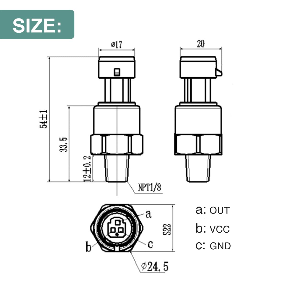 Flylin 150PSI Pressure Transducer Sender Sensor with Connector 1/8"-27 NPT