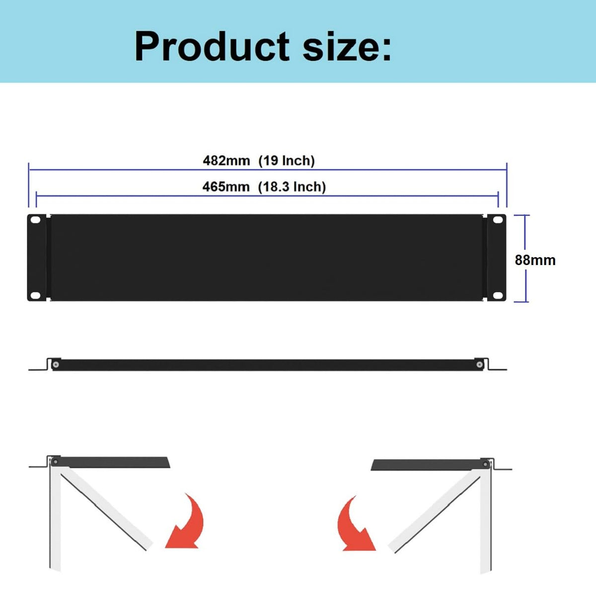 2U Hinged Solid Blank Panel for 19" Rack Mount (2UBP)