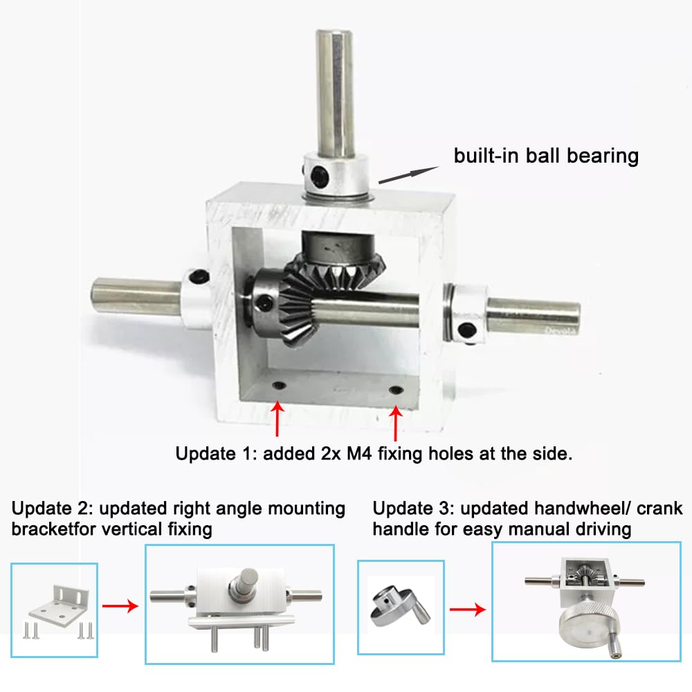 1:1 Right Angle Bevel Gearbox 1 Module 20 Teeth 90° Angle Drive Steering Gear Device Simple Mechanical DIY Module with 6mm Shaft