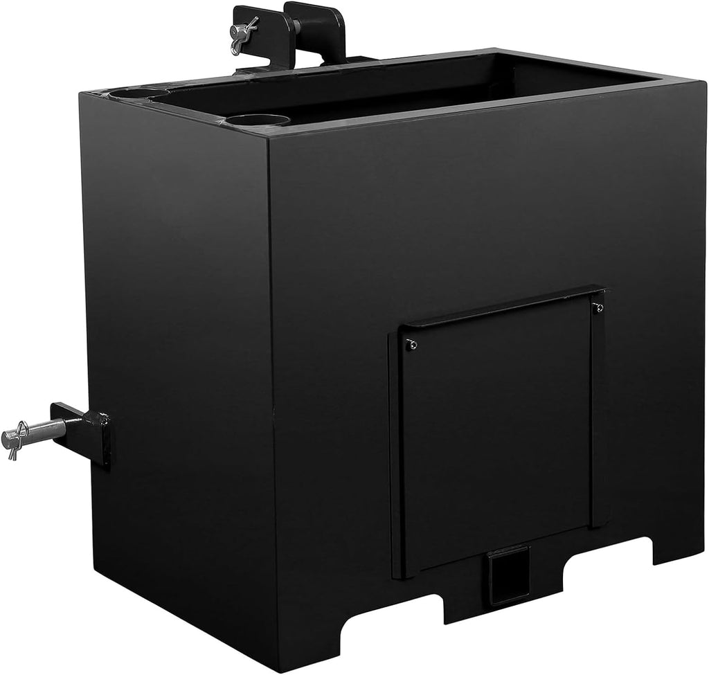 3 Point Tractor Ballast Box Storage Counterweight Attachment Black | Category 1 Fit, 800lbs Load Capacity, Steel