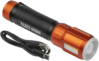 Klein Tools 56412 Rechargeable LED Flashlight with Flood Light, 500 lumens, USB-C Rechargeable, Pocket Clip, Magnet