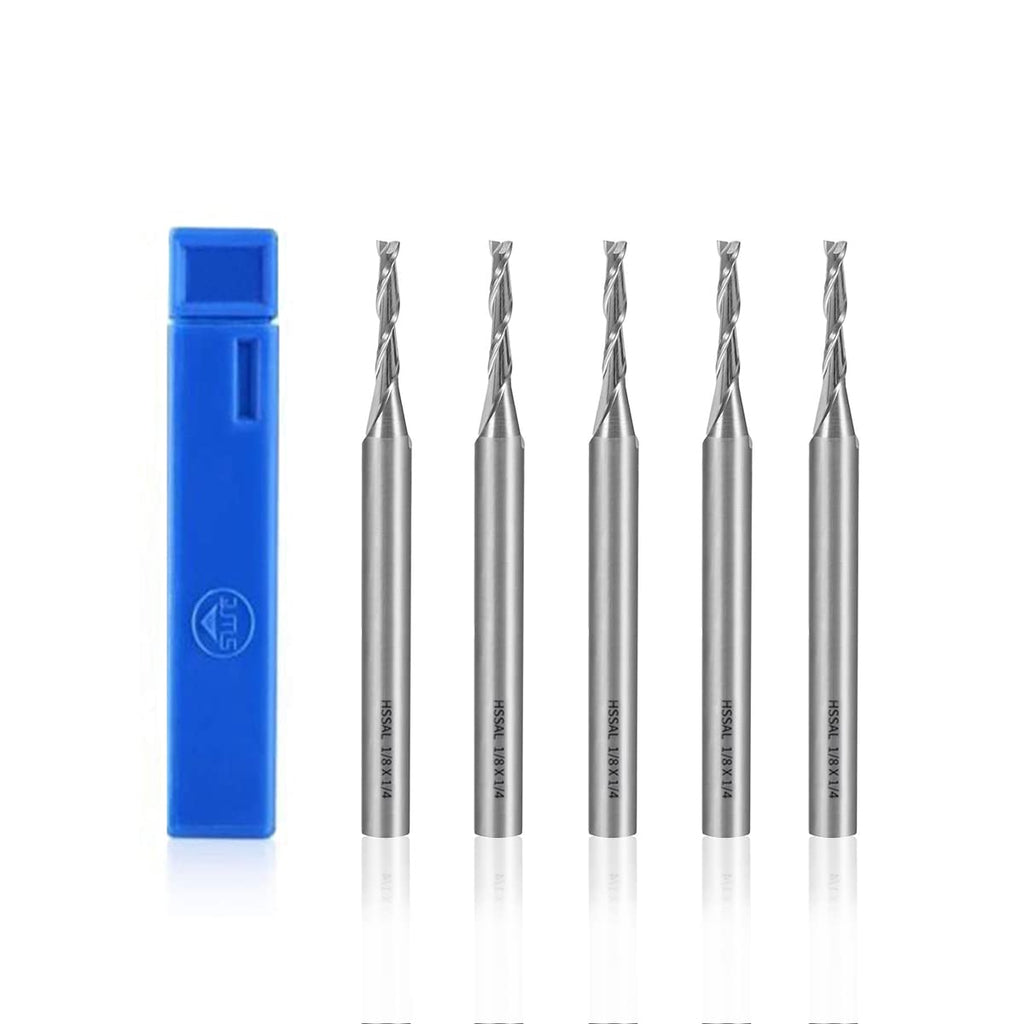 Flylin 5Pcs 1/8'' End Mill Set 4 Flute Cutter Drill Bits HSS CNC Router Bit