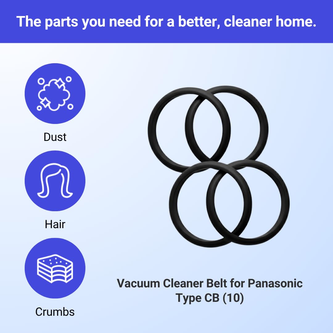 VacBagsUSA 10 Vacuum Belts Compatible with Panasonic Type CB Belts