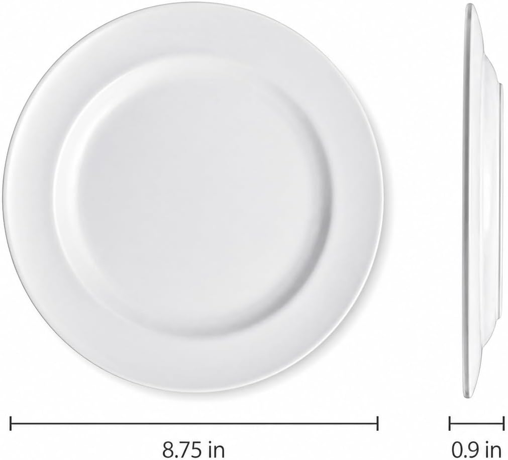 8.5" Melamine Round Dinner Plates, 6-Piece Plate Sets, White