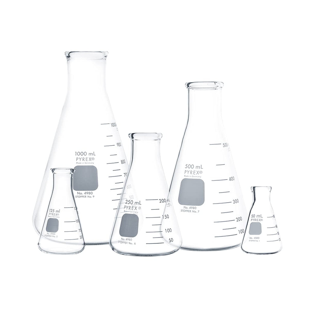 Narrow Mouth Erlenmeyer Flask with Heavy Duty Rim,Borosilicate Glass Flask – Premium Glass Chemistry Flask for