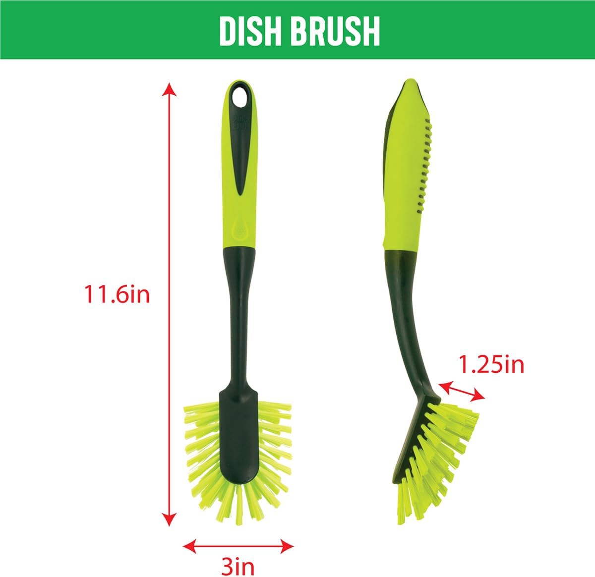 Scrub Brush Set - Long Handle Cleaning Brushes with Heavy Duty Bristles and Comfort Grip - Scrubbers for Kitchen