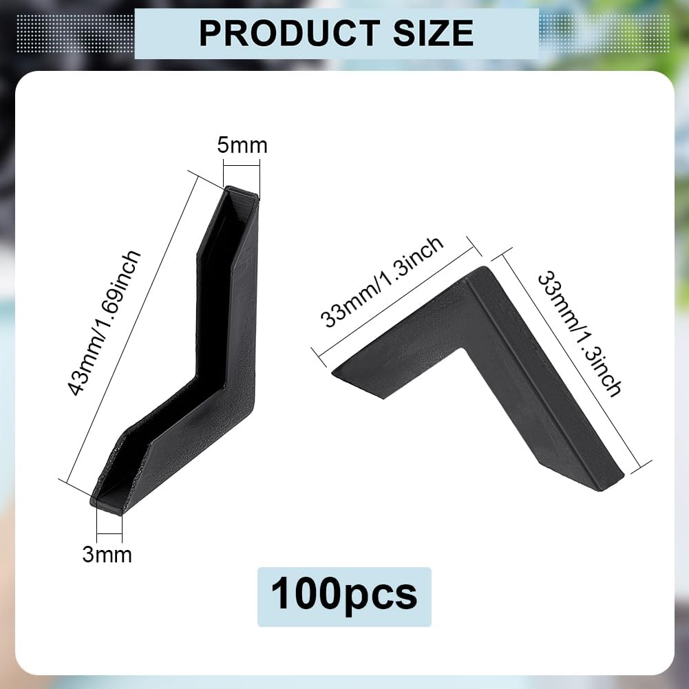 100Pcs Corner Protectors L-Shaped Corner Bumpers Black Plastic Corner Guards Covers Proofing Edge Protector for