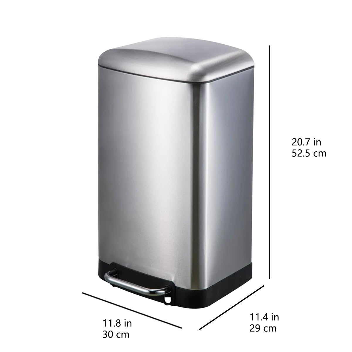 Rectangular Small Trash Can with Soft-Close Step Pedal, Removable Inner Bucket, Hands-Free, Space-Saving, Smudge