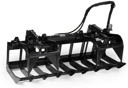 72" Standard Series Skid Steer Root Grapple Bucket, SSQA Attachment, Twin 3,000 PSI Cylinders, 1/2in Thick Steel