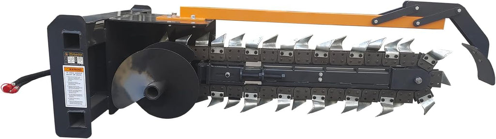 Skid Steer Attachment Trencher/Ditcher - 48"Trenching Depth, 8" Width, 15" Auger, Ideal for Utility & Irrigation