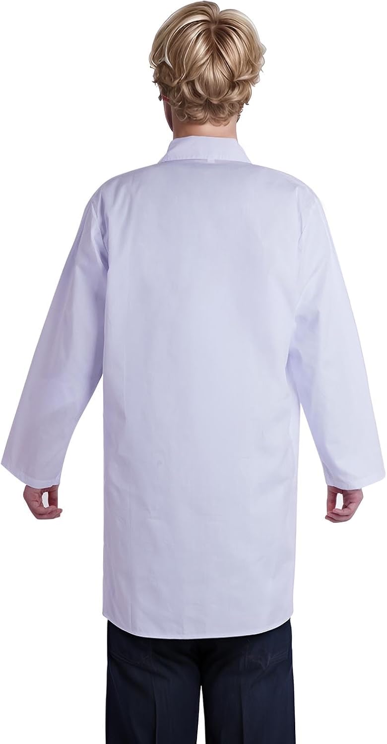 Scientist Doctor Costume Lab Coat Women Men Halloween White Long Flat Sleeve Lab Coats Accessories with Stethoscope
