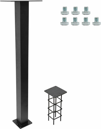 Outside Metal Mailbox Post, 34 inch In-Ground Heavy Duty Mailbox Pillar, Universal mounting Panel fits Most