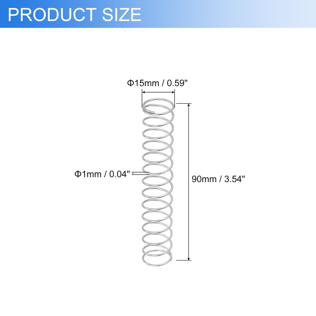 6Pcs Compression Spring 1mm Wire Diameter x 15mm OD x 90mm Long