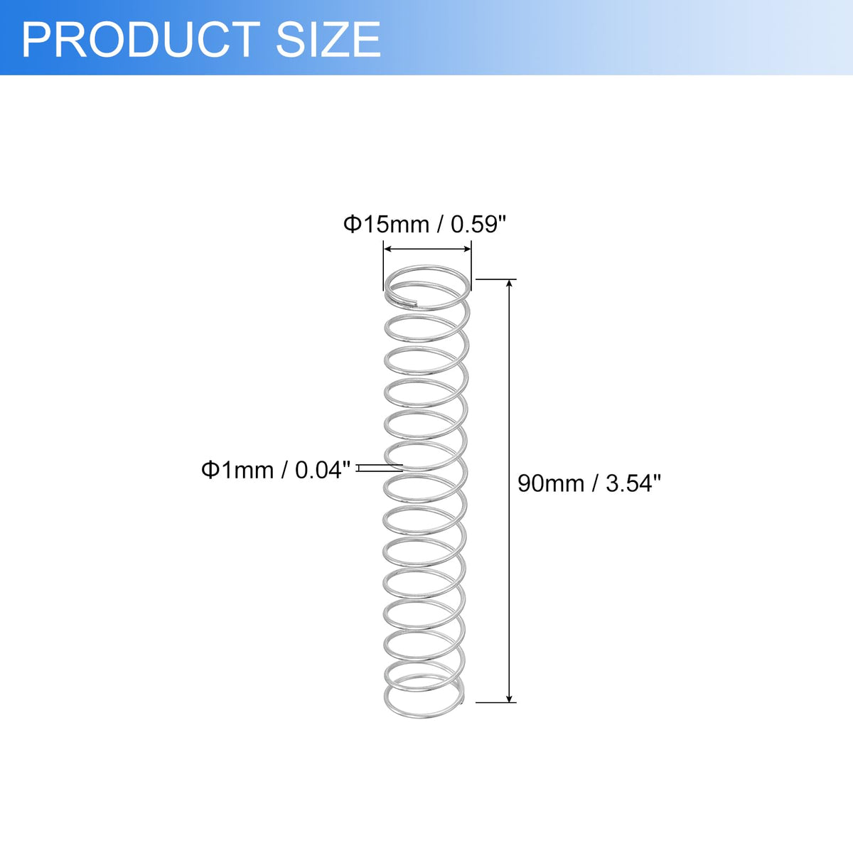 6Pcs Compression Spring 1mm Wire Diameter x 15mm OD x 90mm Long