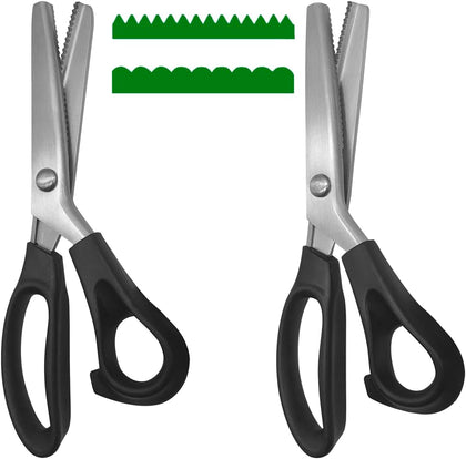2 Models Pinking Shears, Zig Zag Scissors for Crafting, Paper Cutting, Leather Materials (3 mm Triangular And Rounded