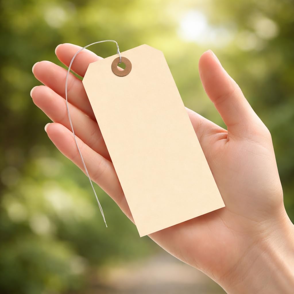 Durable Manila Tags with Wire Attached, #5, 4 3/4" x 2 3/8", 200 Tags