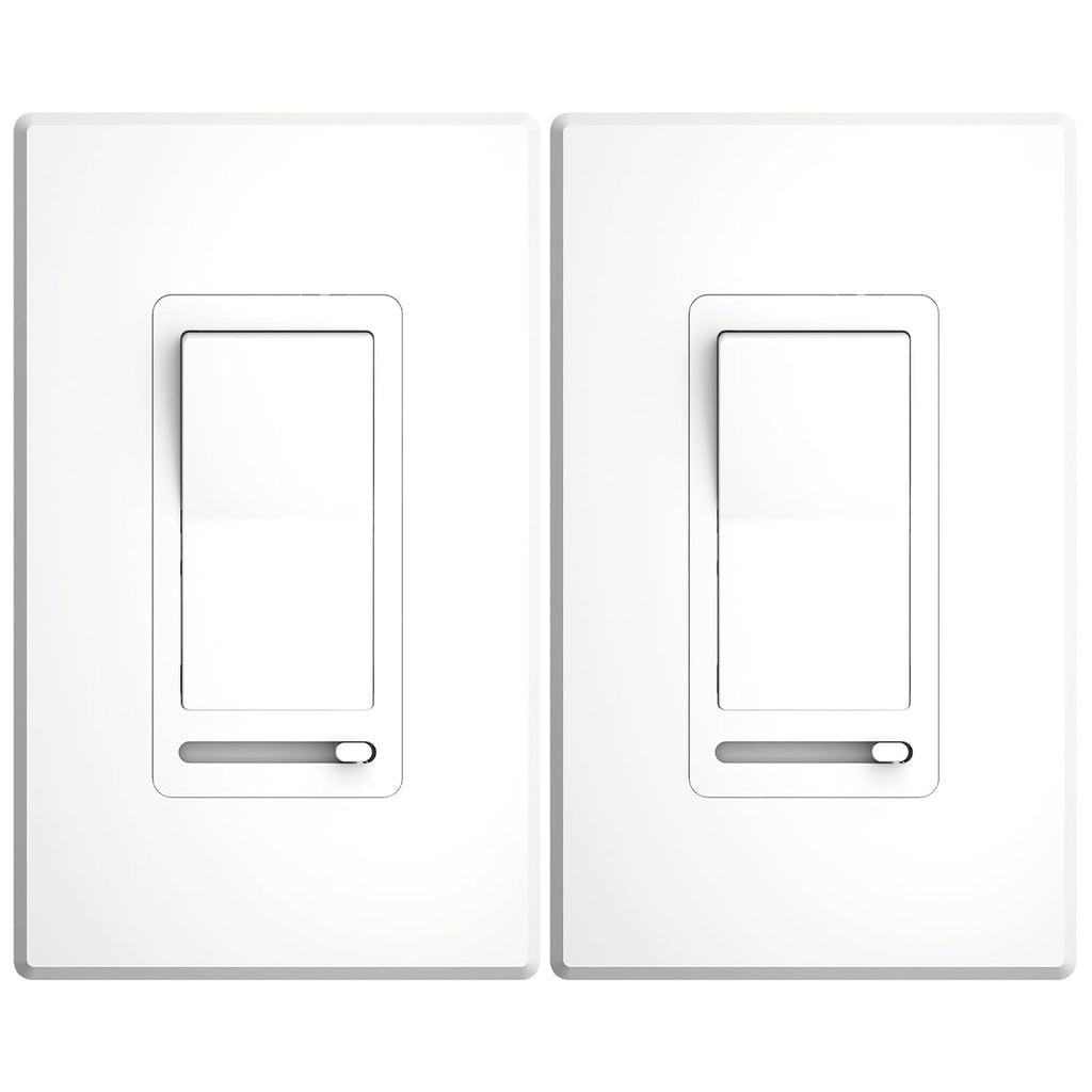 Amico 2 Pack Dimmer Light Switch, 1-Pole or 3-Way, Horizontal Slide, White