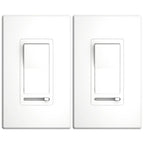 Amico 2 Pack Dimmer Light Switch, 1-Pole or 3-Way, Horizontal Slide, White