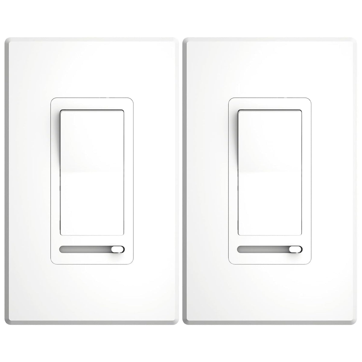 Amico 2 Pack Dimmer Light Switch, 1-Pole or 3-Way, Horizontal Slide, White
