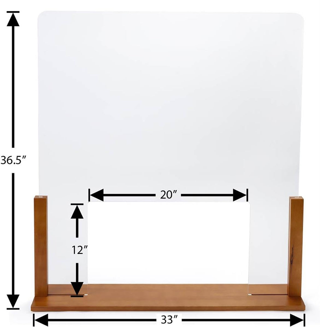 33" W x 36" H Wood and Acrylic Sneeze Guard