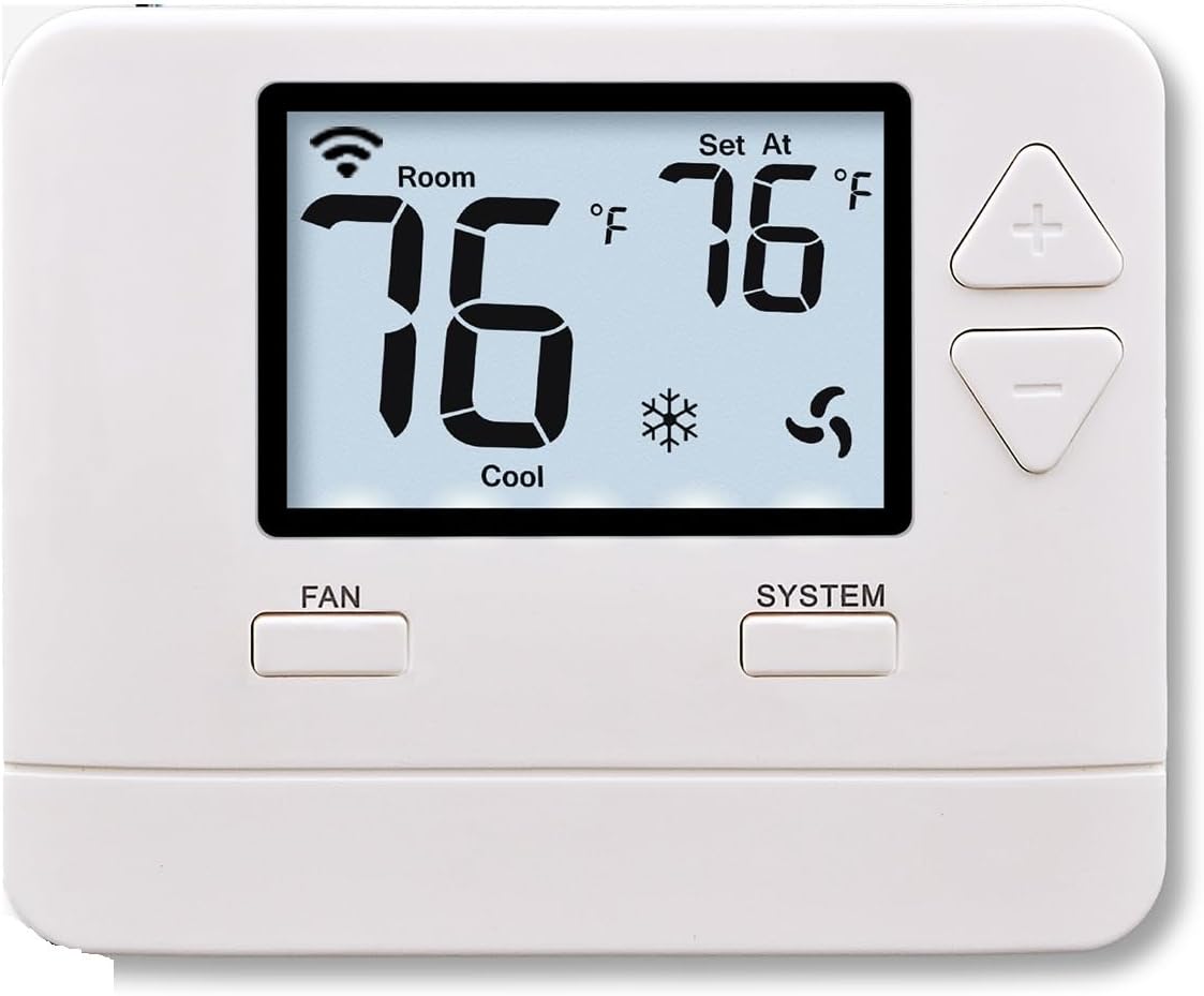 WiFi Thermostat 1 Heat/1 Cool for Home Conventional System | C-Wire Required, APP Remote Control, 7-Day or 0-Day