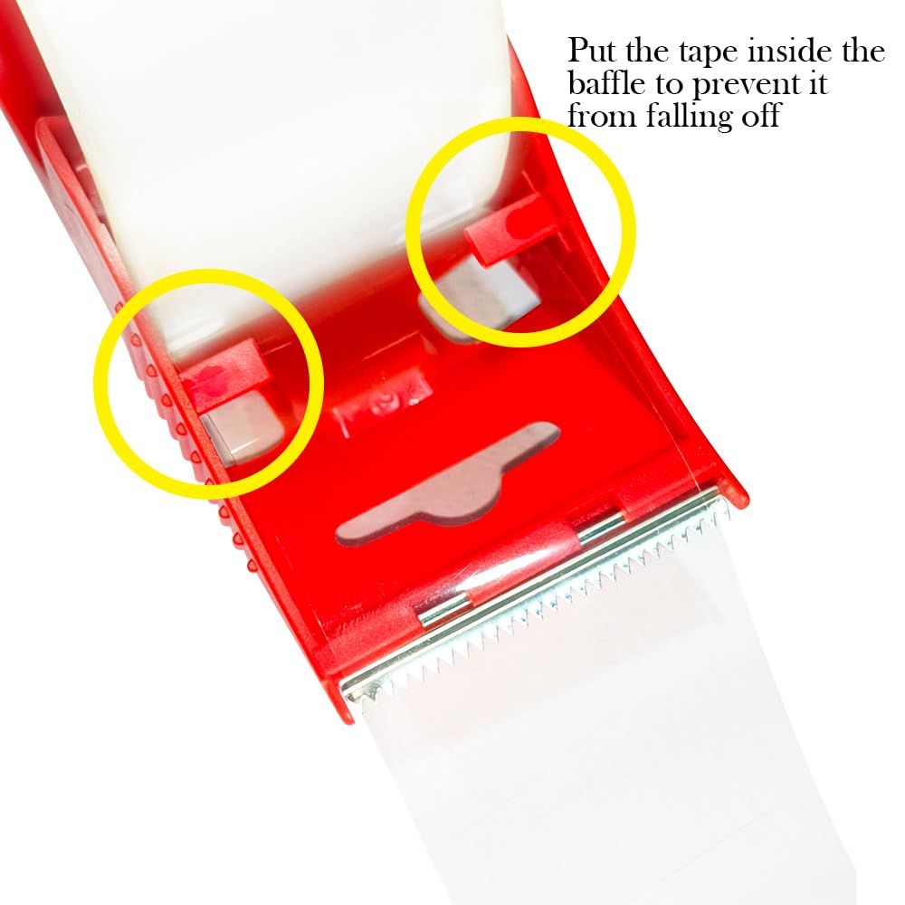 Heavy Duty Packing Tape with Dispenser, 1.88 inch x 65Y, 6 Rolls | 1 Dispenser Included, Total 390Y, Clear, 2.8 mil