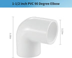 LESSO 6 Pack 1-1/2" 90 Degree PVC Elbow, 2-Way Right Angle Connectors