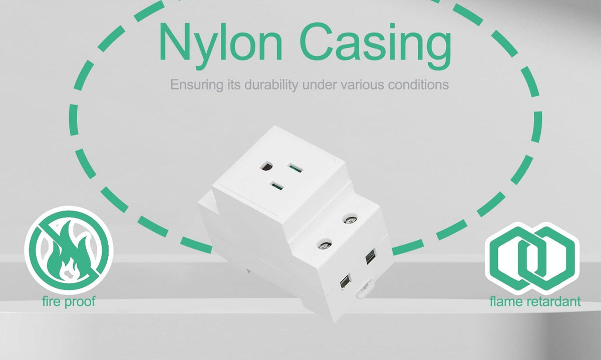 DIN Rail Socket, DIN Rail Mount Modular Power Socket Single AC Outlet, Built in Protective Outlet for Distribution Panel (US AC110?250V 15A)