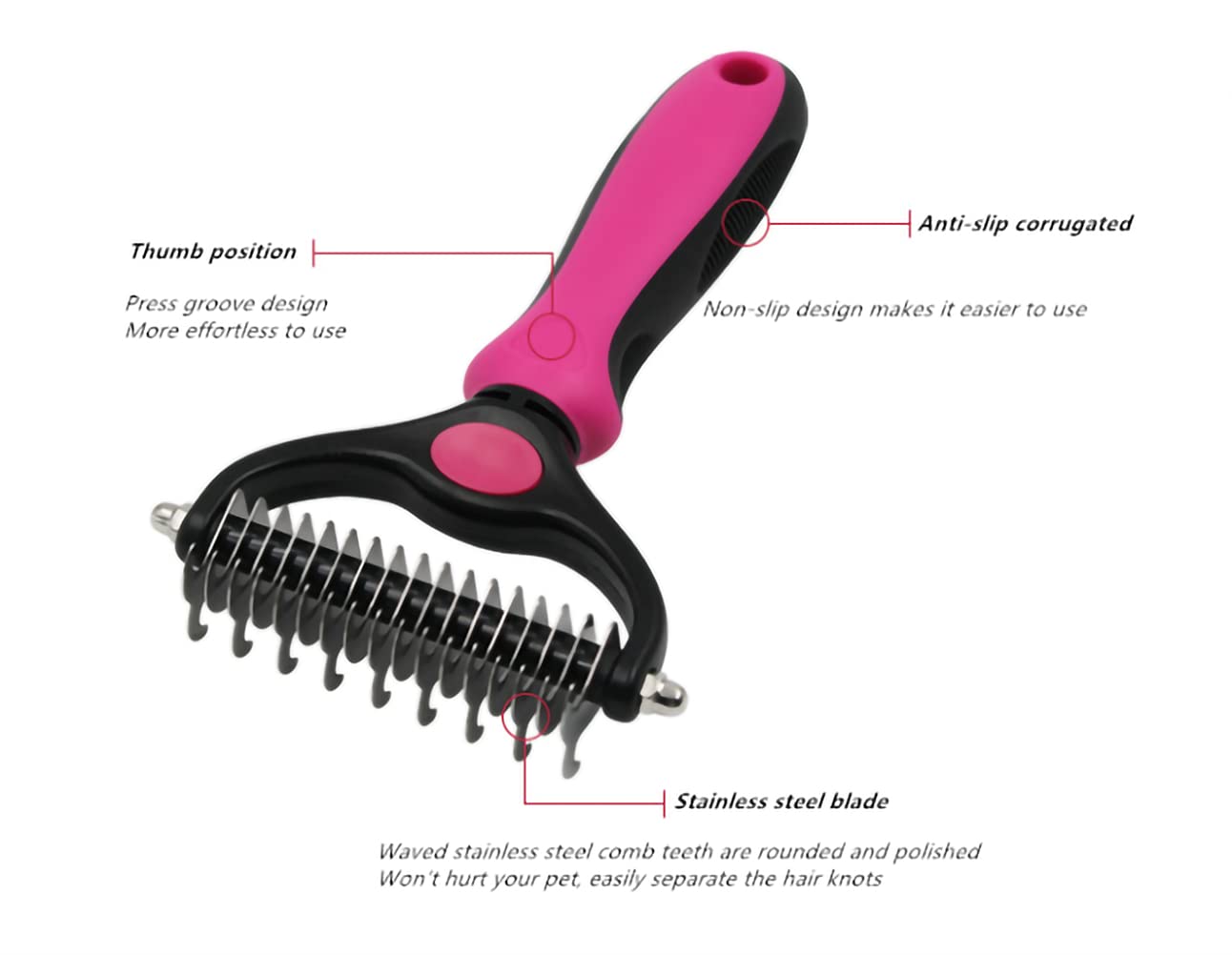 Pet Grooming Brush & Nail Clippers Trimmers - Double Sided Shedding and Dematting Undercoat Rake Comb for Dogs and