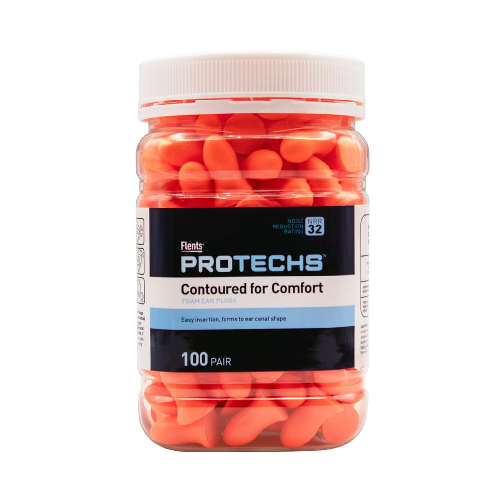 Protechs Contoured for Comfort Ear Plugs, NRR 32, 100 Pair, Orange