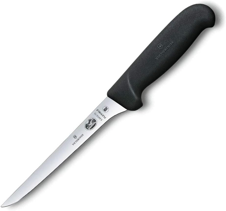 Fibrox 6 Inch Flexible Boning Knife, Straight Blade, Black