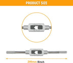 Hoteche 8 pcs Taps Set with Adjustable Tap Wrench 1/16-1/2'' for Internal and External Threading Taps Size M3 M4 M5 M6 M8 M10 M12