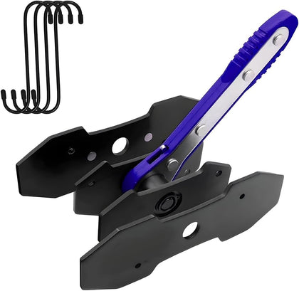 Brake Caliper Compression Tool Kit, 360° Ratchet Piston Compressor with 2 Large Steel Plates & 4 Caliper Hooks