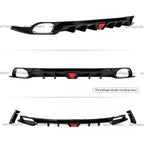 Rear Diffuser with LED Red Brake Lights Compatible with 2022-2026 Honda Civic, MC Style FE180 JDM Rear Bumper Kit Fit