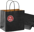 Black Kraft Gift Bags with Handles 13x7x14 Inch, 70 Pack