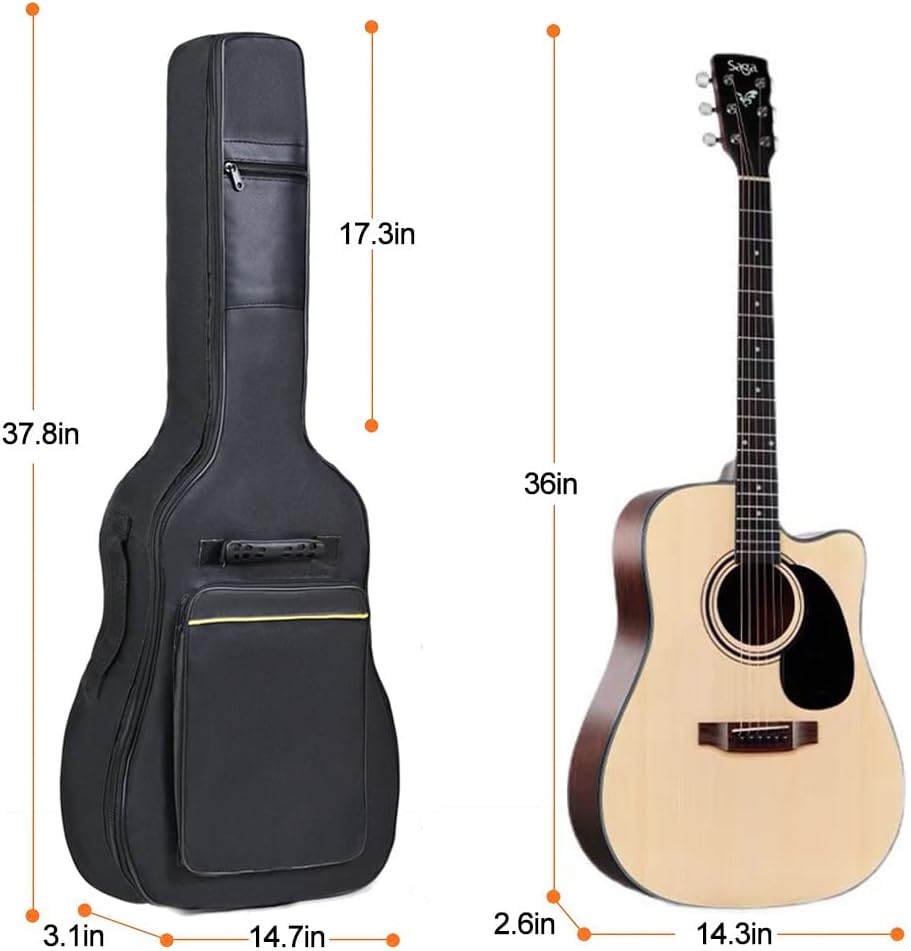 36 Inch Acoustic Guitar Gig Bag Waterproof Dual Adjustable Shoulder Strap 5mm Padding Backpack with Accessories -For